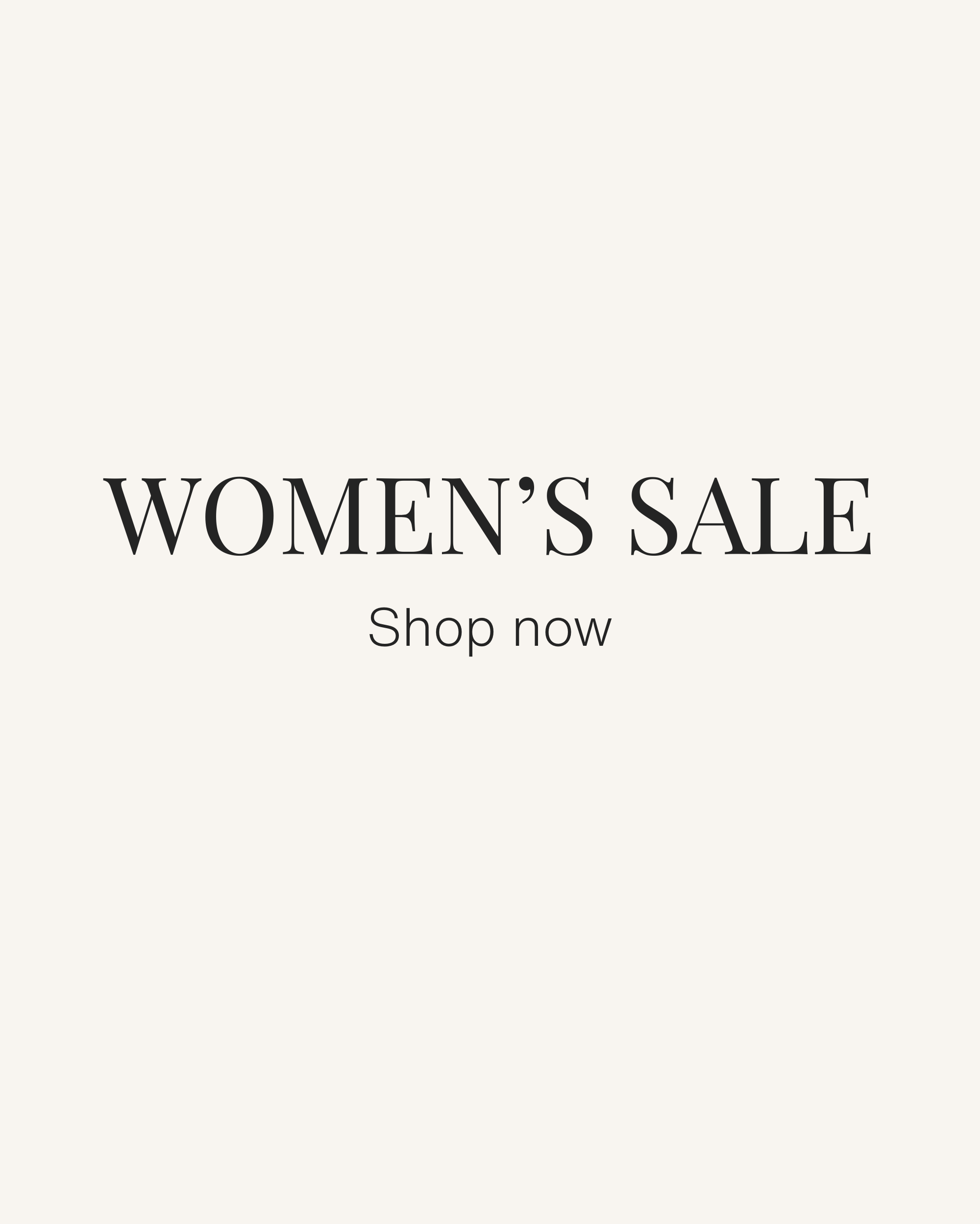 Minimalist charcoal graphic for the Endless Waves Women's Sale featuring the text "WOMEN’S SALE - Shop now" in white serif font.