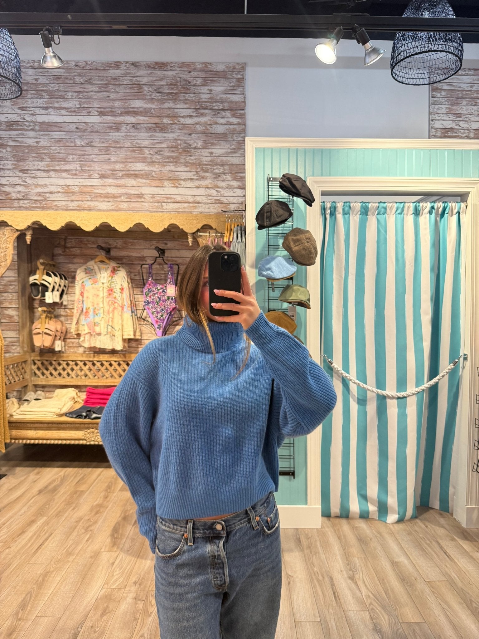 27 Miles Malibu Naia Cropped Cashmere Turtleneck - Endless Waves