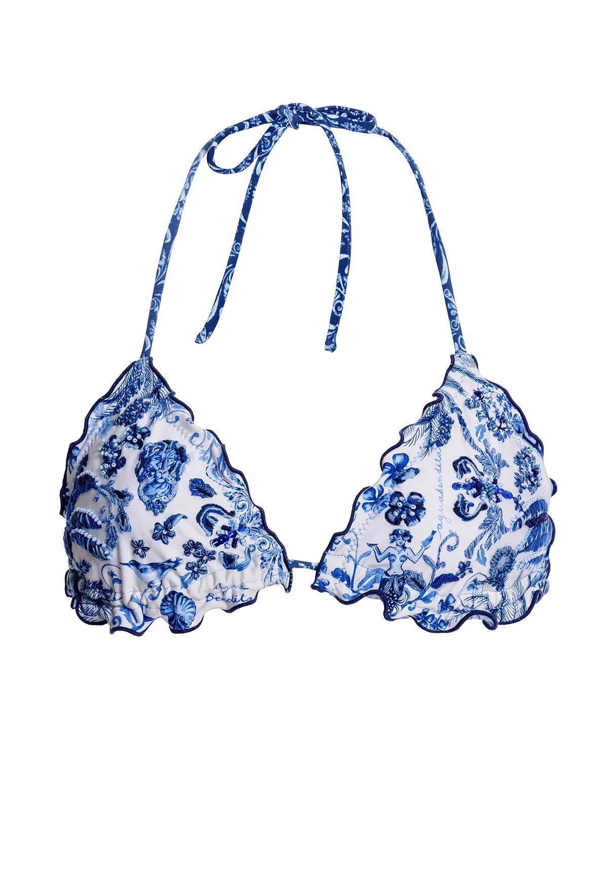 Agua Bendita Agua Bendita Fully Embroidered Lolita Bikini Top Endless Waves
