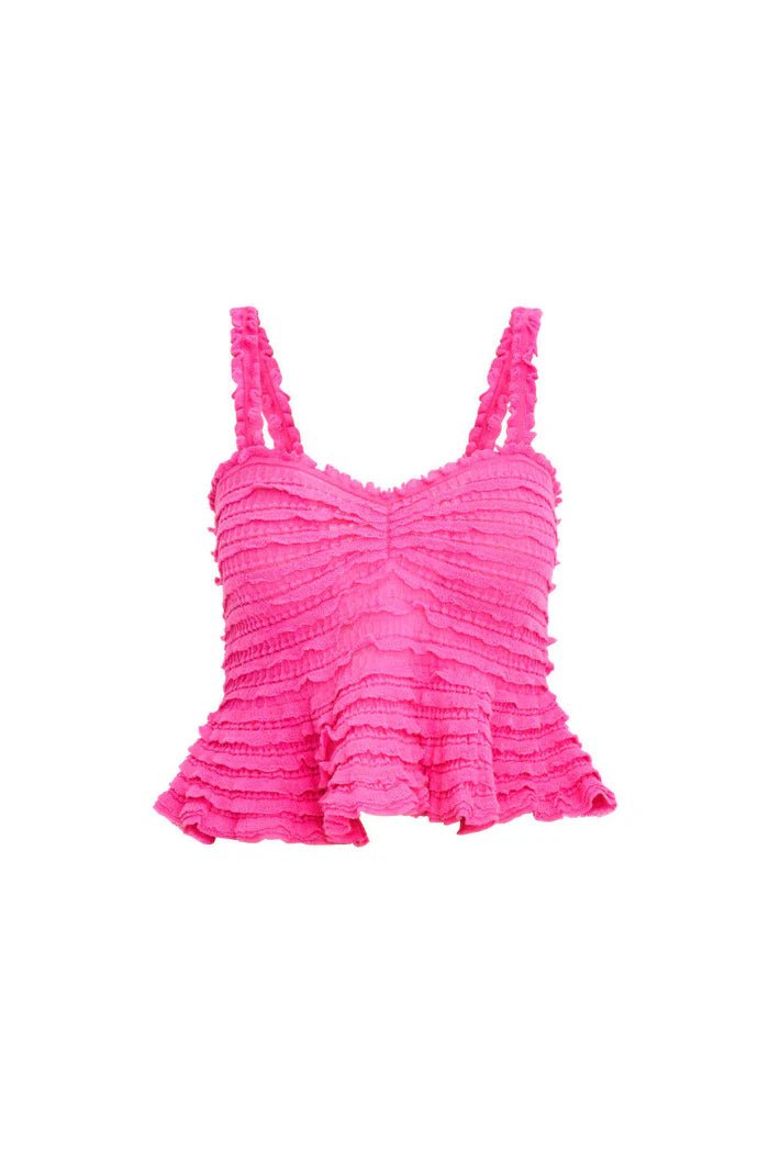 LoveShackFancy LoveShackFancy Azami Cotton Gauz Peplum Cami Top Endless Waves