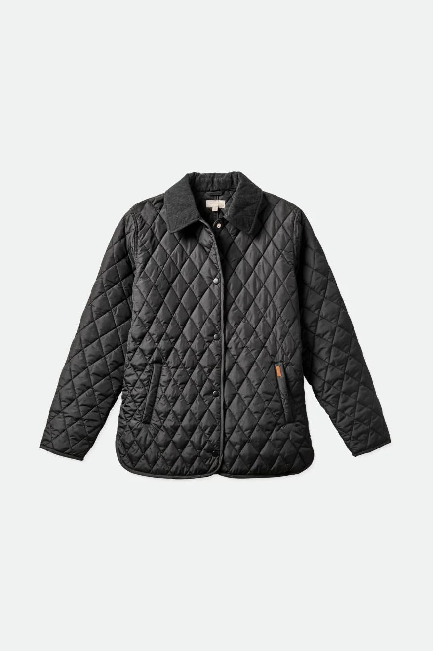 Brixton Women's Quilted Cass Jacket in Black - Endless Waves