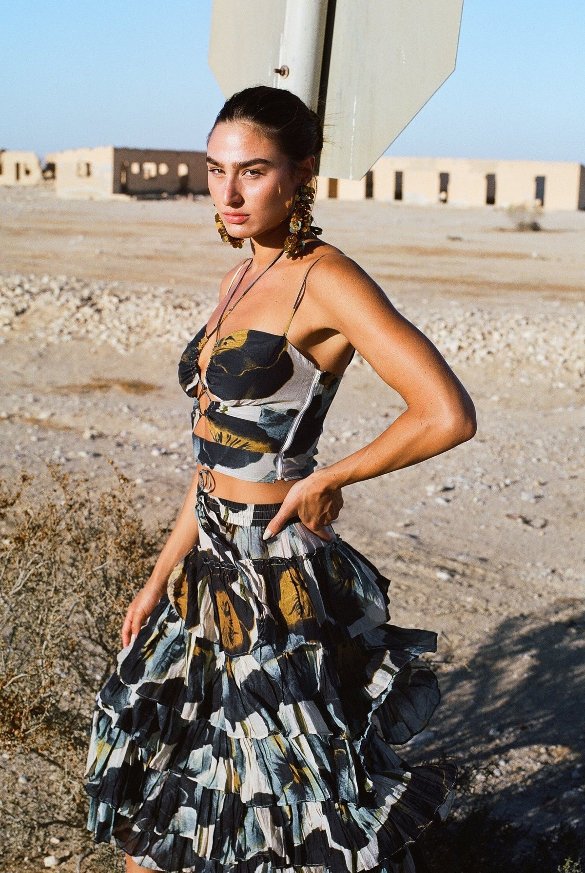 Desert Queen Desert Queen Cleo Ruffle Midi Skirt Endless Waves
