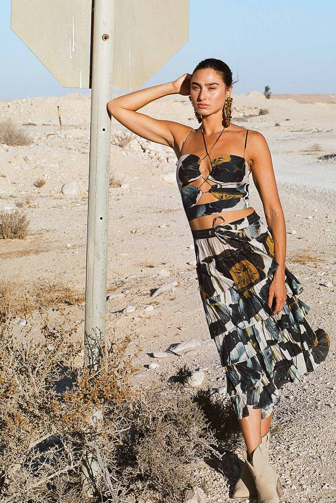 Desert Queen Desert Queen Cleo Ruffle Midi Skirt Endless Waves