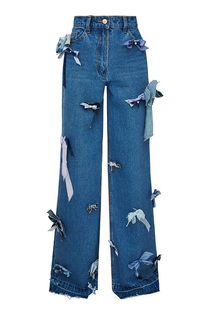 LoveShackFancy LoveShackFancy Dessa Bow Jeans Endless Waves