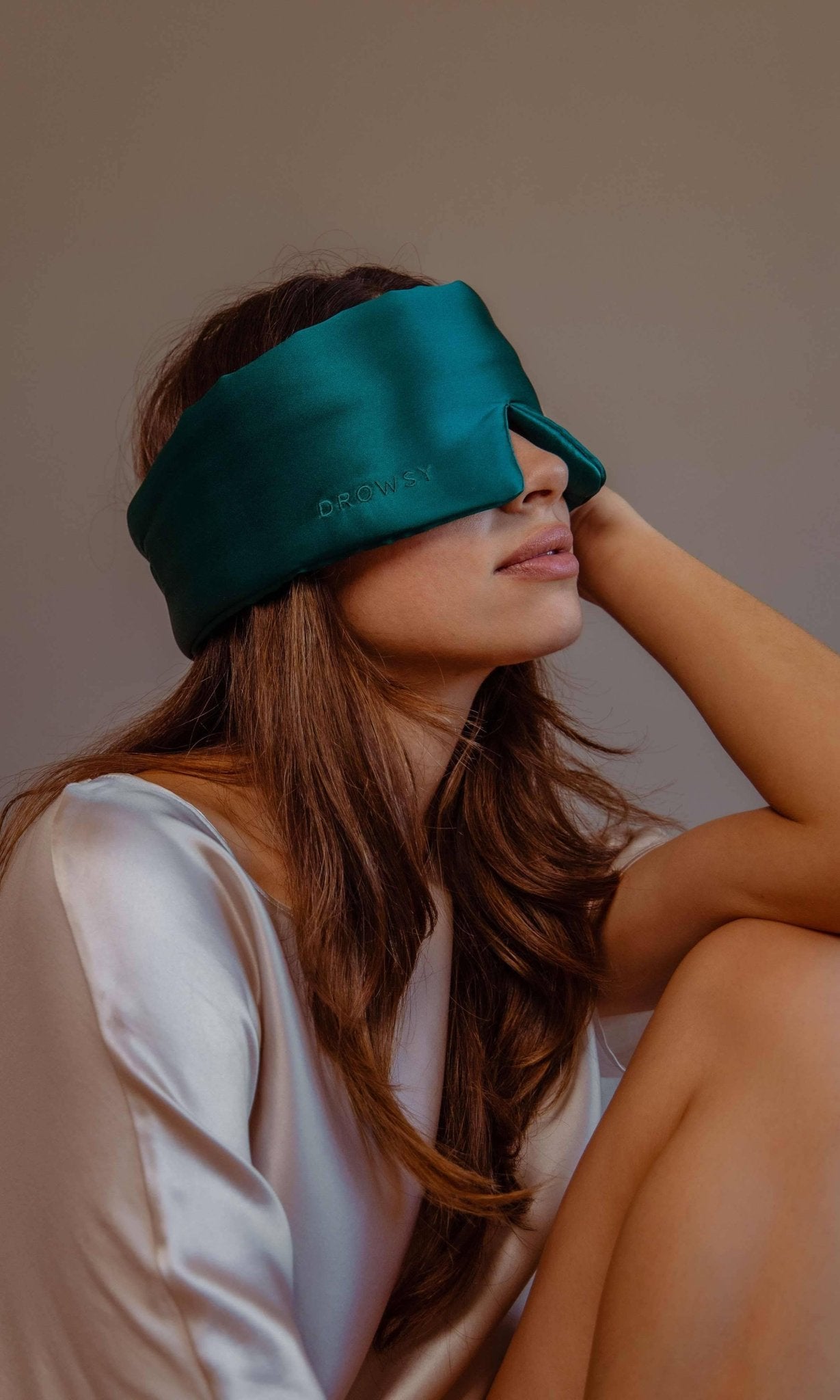 Drowsy Green Sapphire Silk Sleep Mask