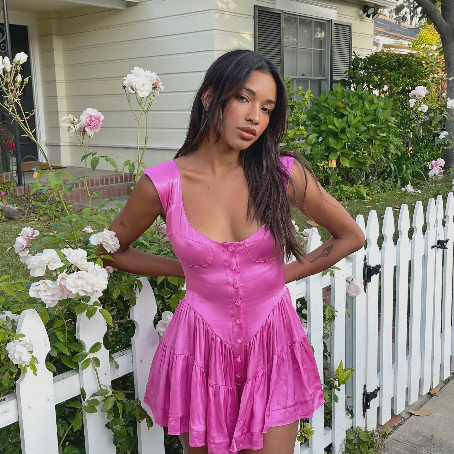 Vanessa Mooney Vanessa Mooney Satin Elisabeth Romper Dress - Final Sale Endless Waves