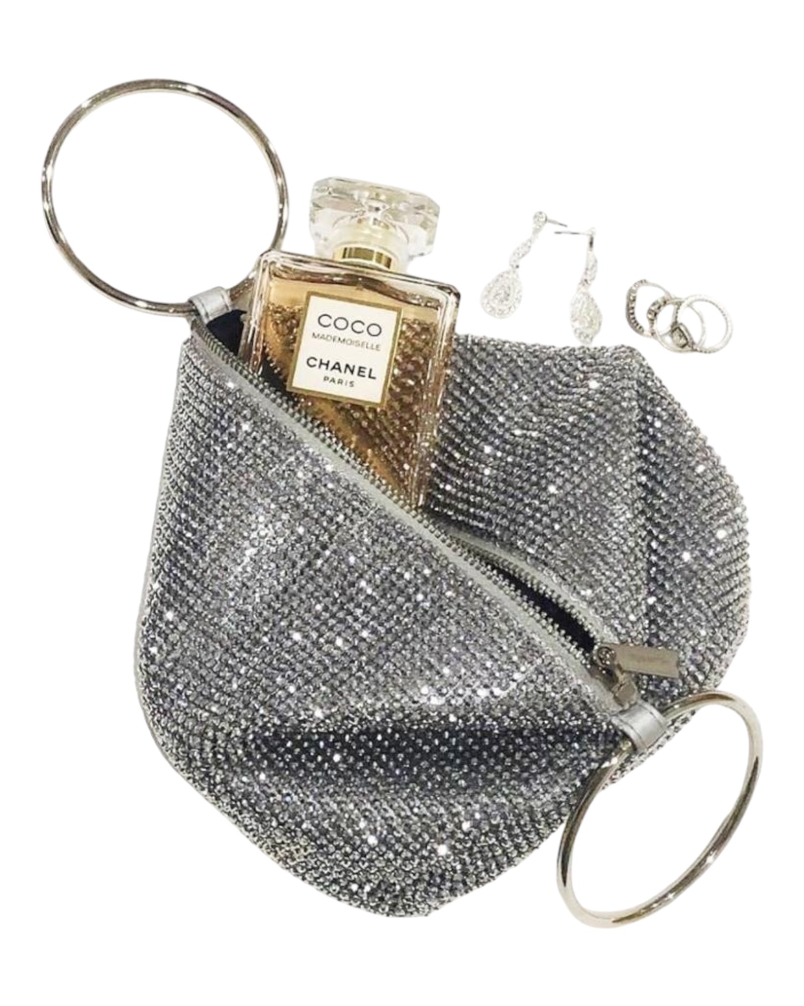 Ellie Crystal Mesh Ring Handle Bag - Endless Waves