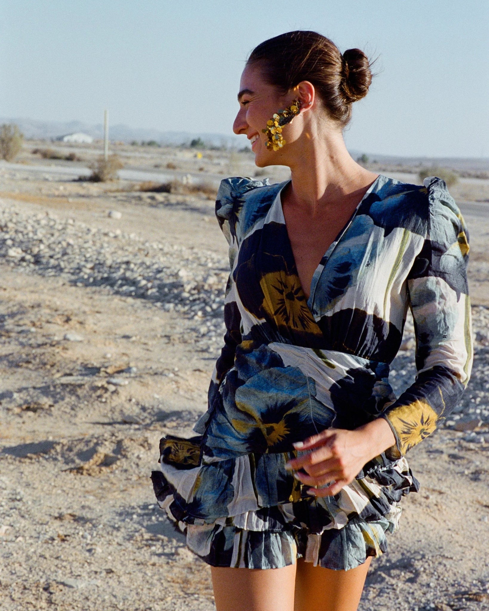 Evie Ruffle Mini Dress - Endless Waves