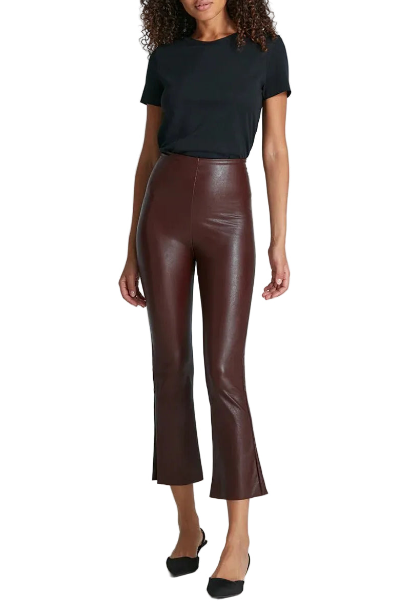Commando Faux Leather Crop Flares in Oxblood - Endless Waves