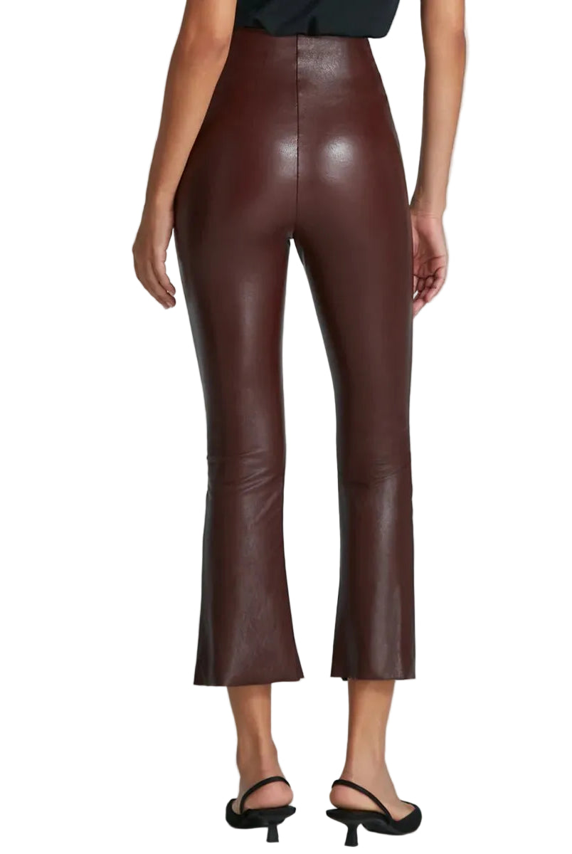 Commando Faux Leather Crop Flares in Oxblood - Endless Waves