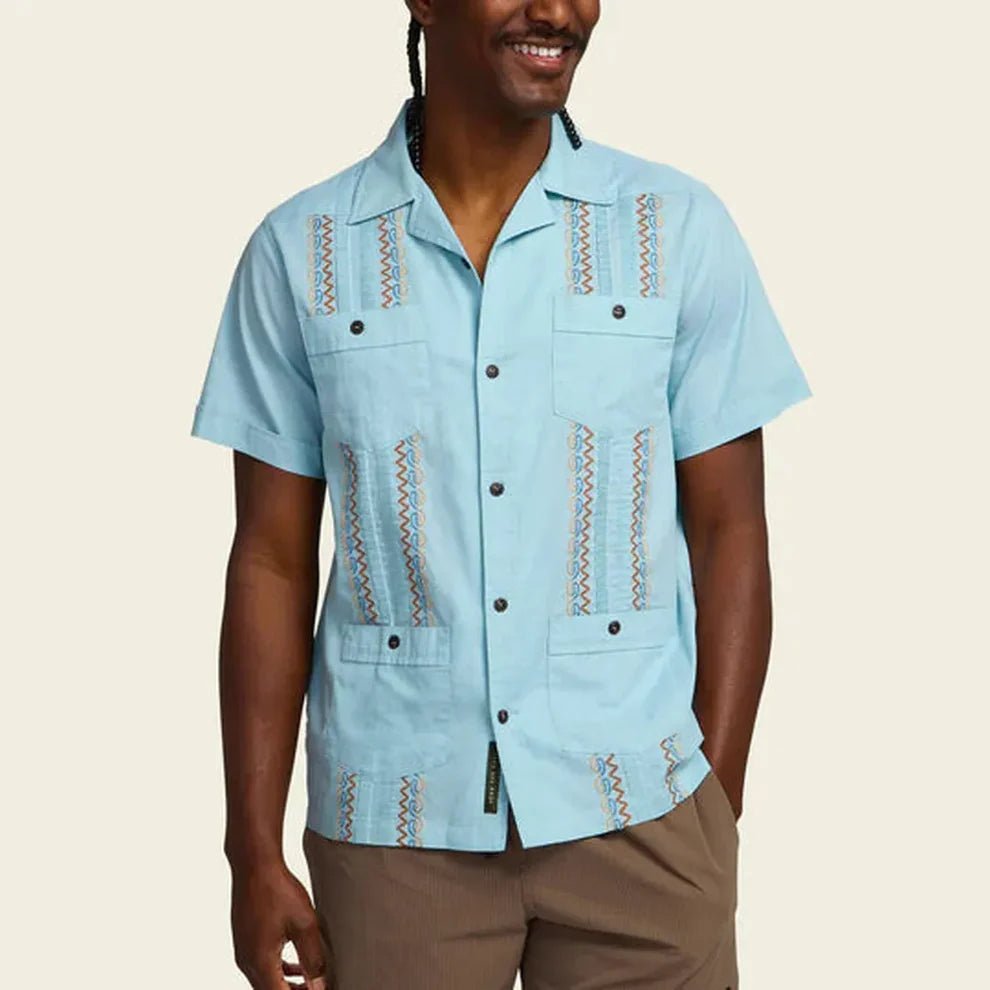Howler Bros Howler Bros Guayabera Shirt in Nile Blue Endless Waves