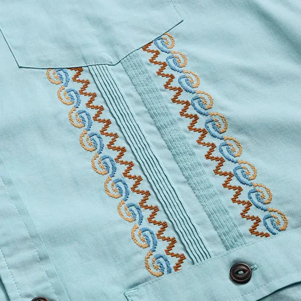 Howler Bros Howler Bros Guayabera Shirt in Nile Blue Endless Waves