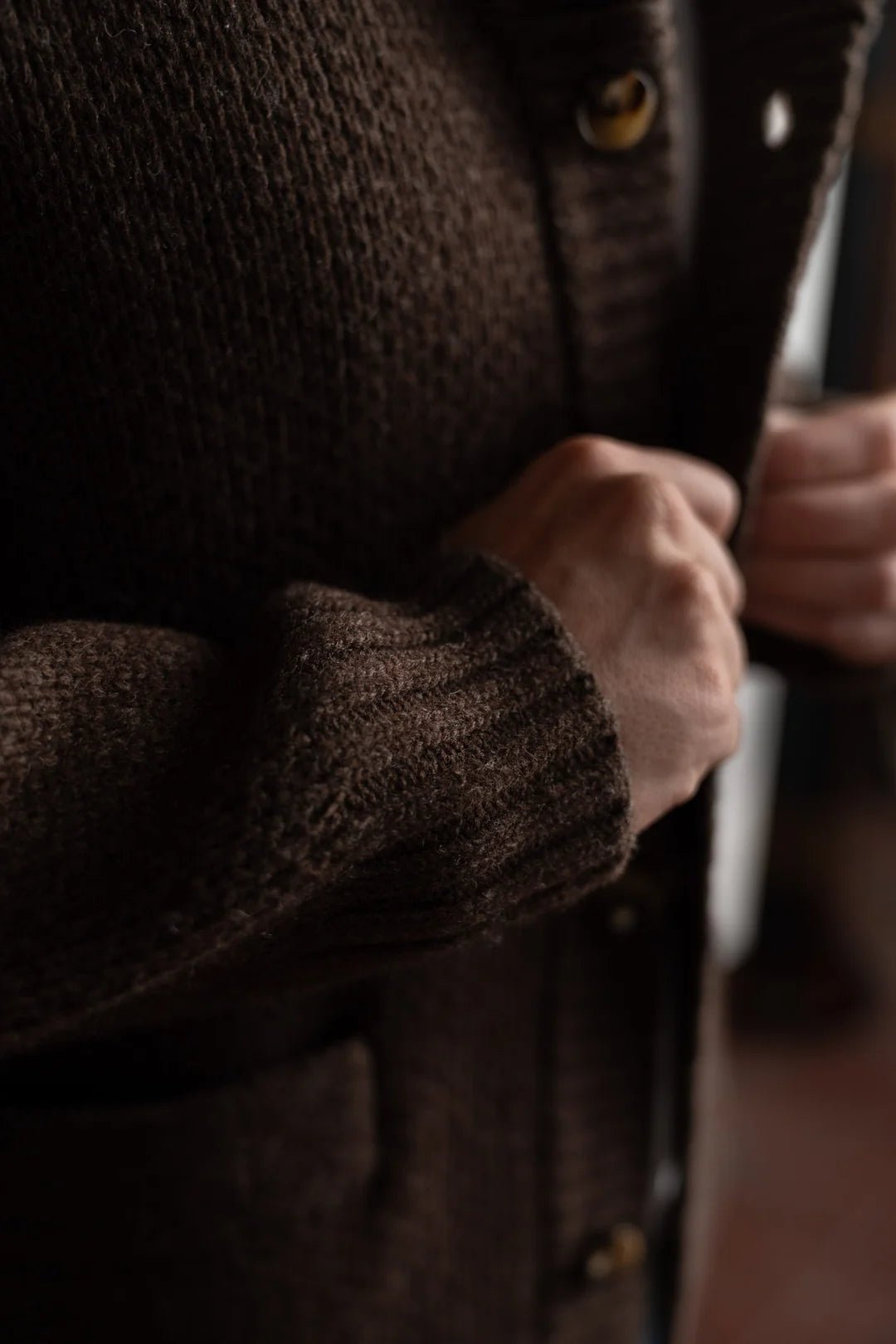 Iron & Resin Cabin Shawl Collar Sweater