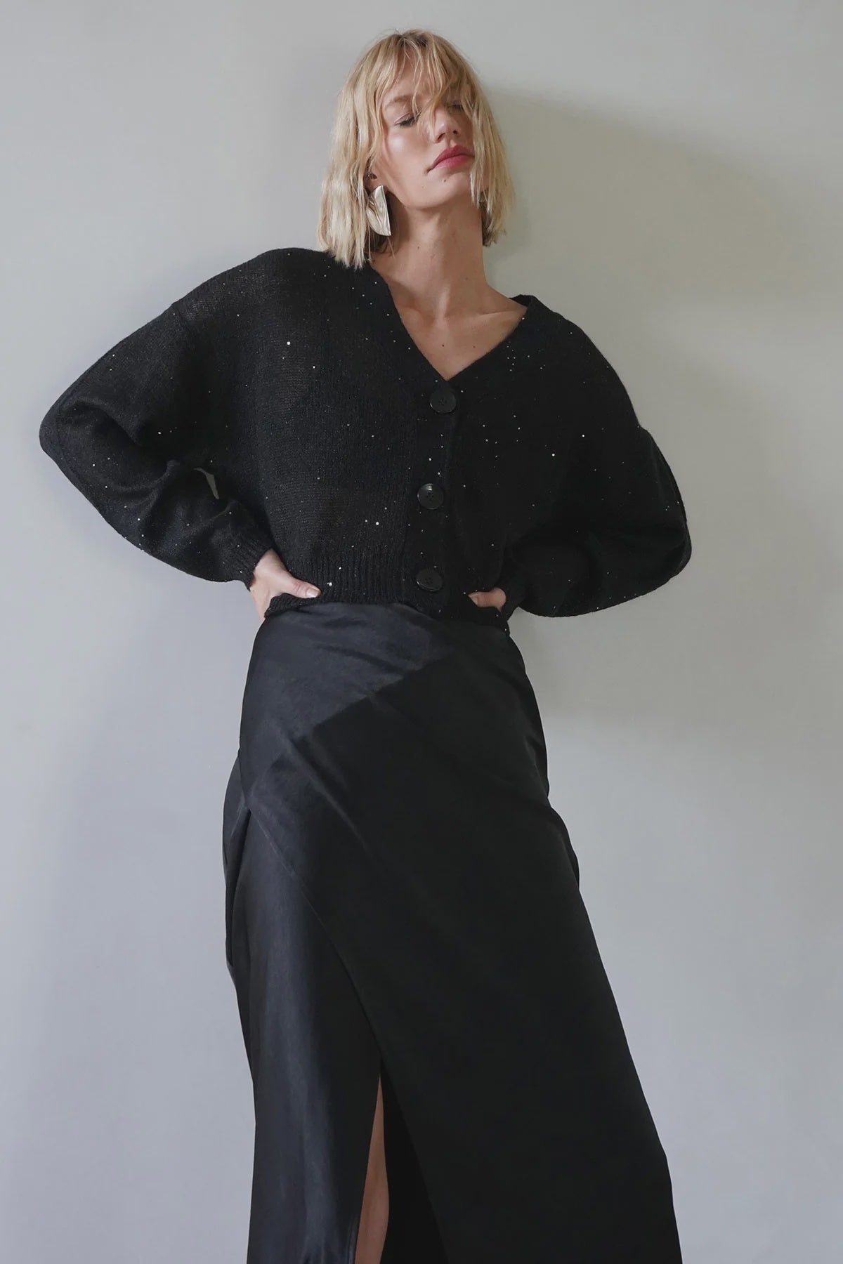 LNA LNA Kiya Sparkle Knit Cardigan Endless Waves