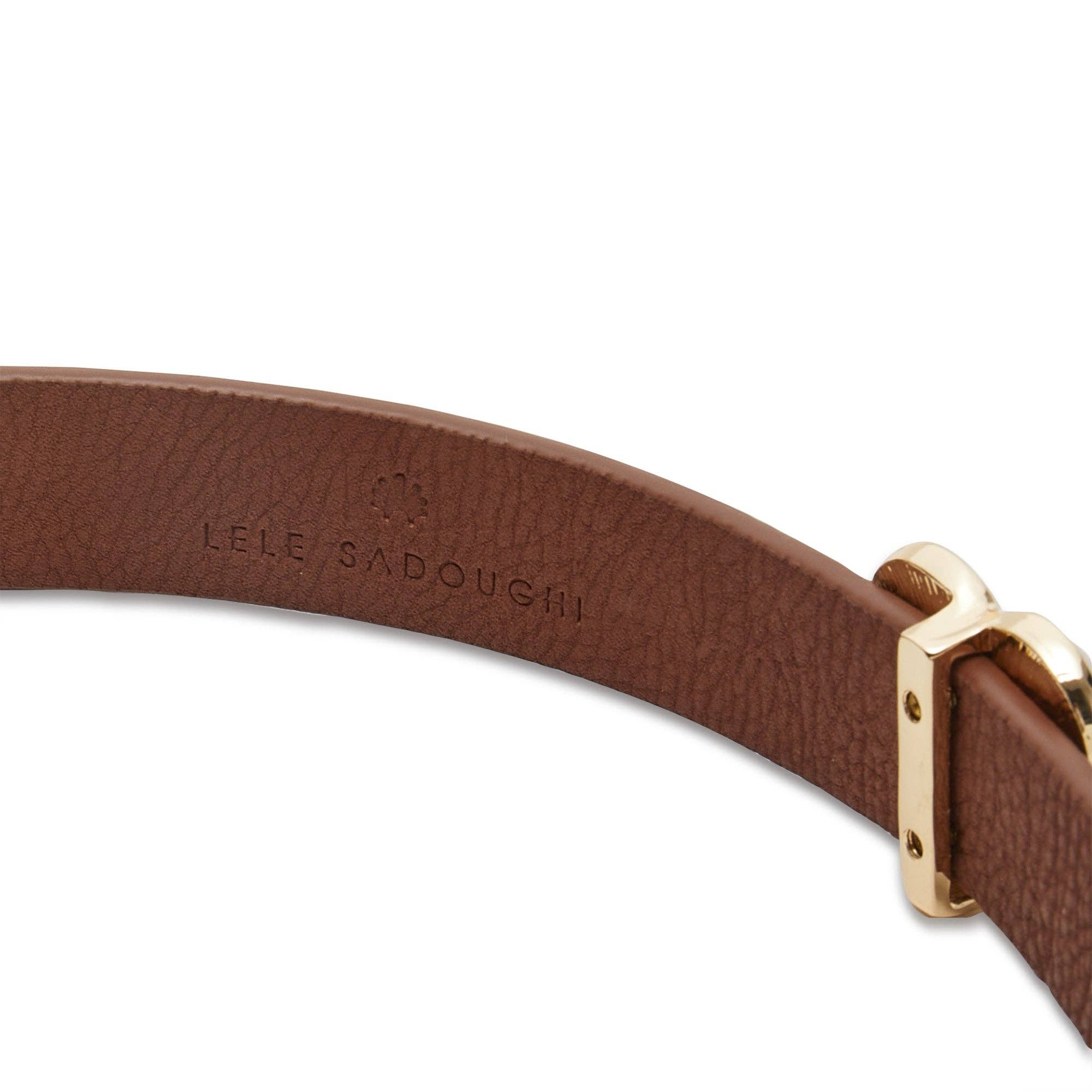 Lele Sadoughi Lele Sadoughi Walnut Pearl Leather Belt Endless Waves