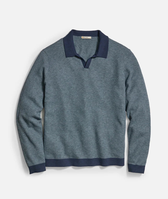 Marine Layer Marine Layer Liam Long Sleeve Sweater Polo Endless Waves