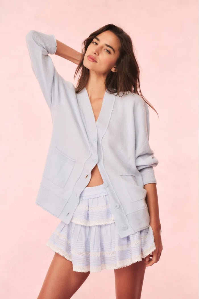 LoveShackFancy Applene Cashmere Cardigan - Endless Waves