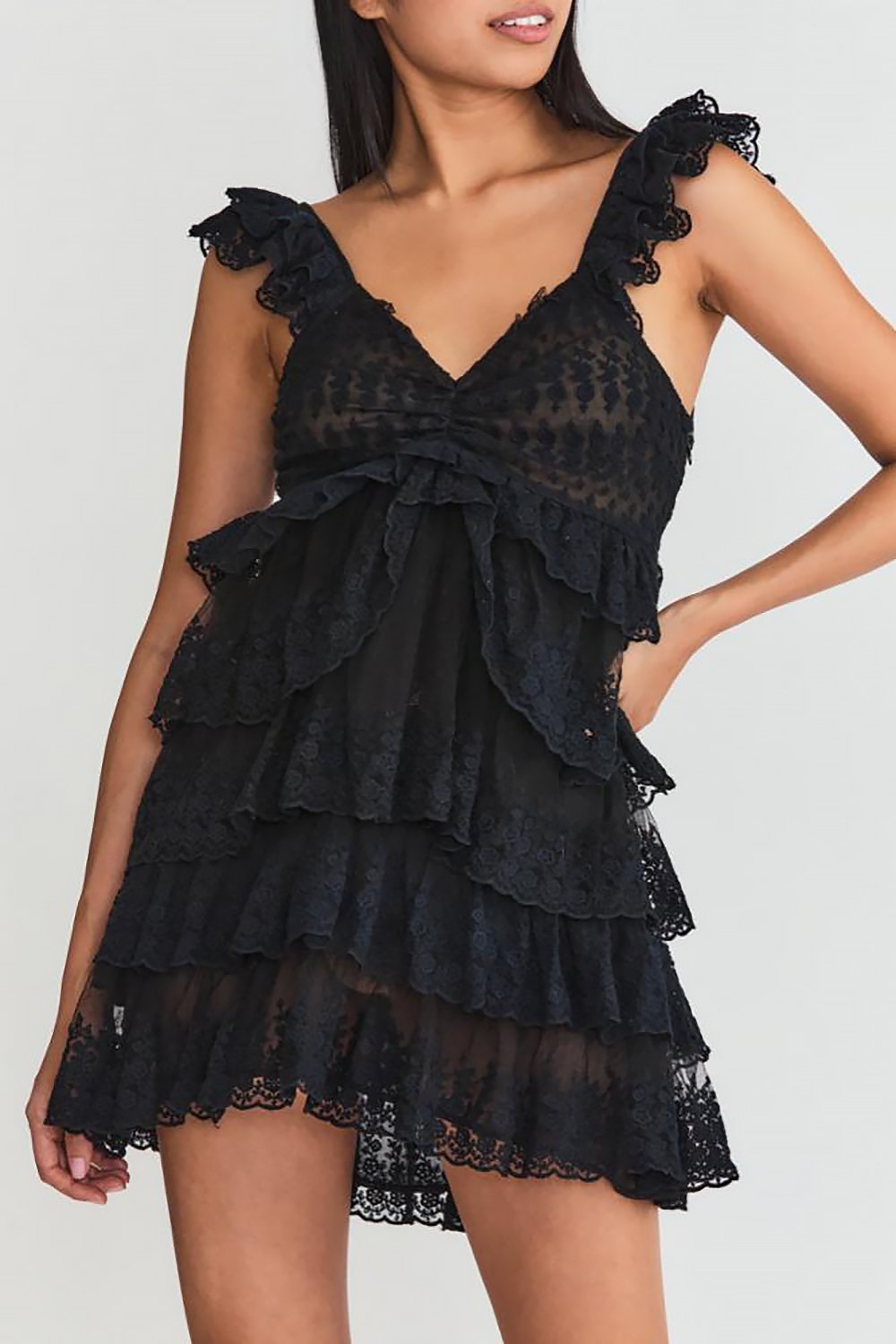 LoveShackFancy ラブシャックファンシー ロザリサ ミニ ドレス Rosalisa Cotton Doiley Lace Mini Dress