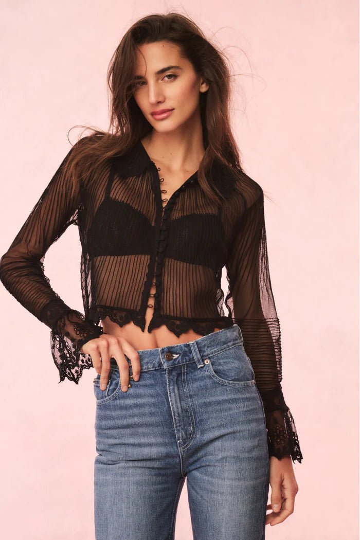 LoveShackFancy Koto Sheer Lace - Trimmed Top - Endless Waves