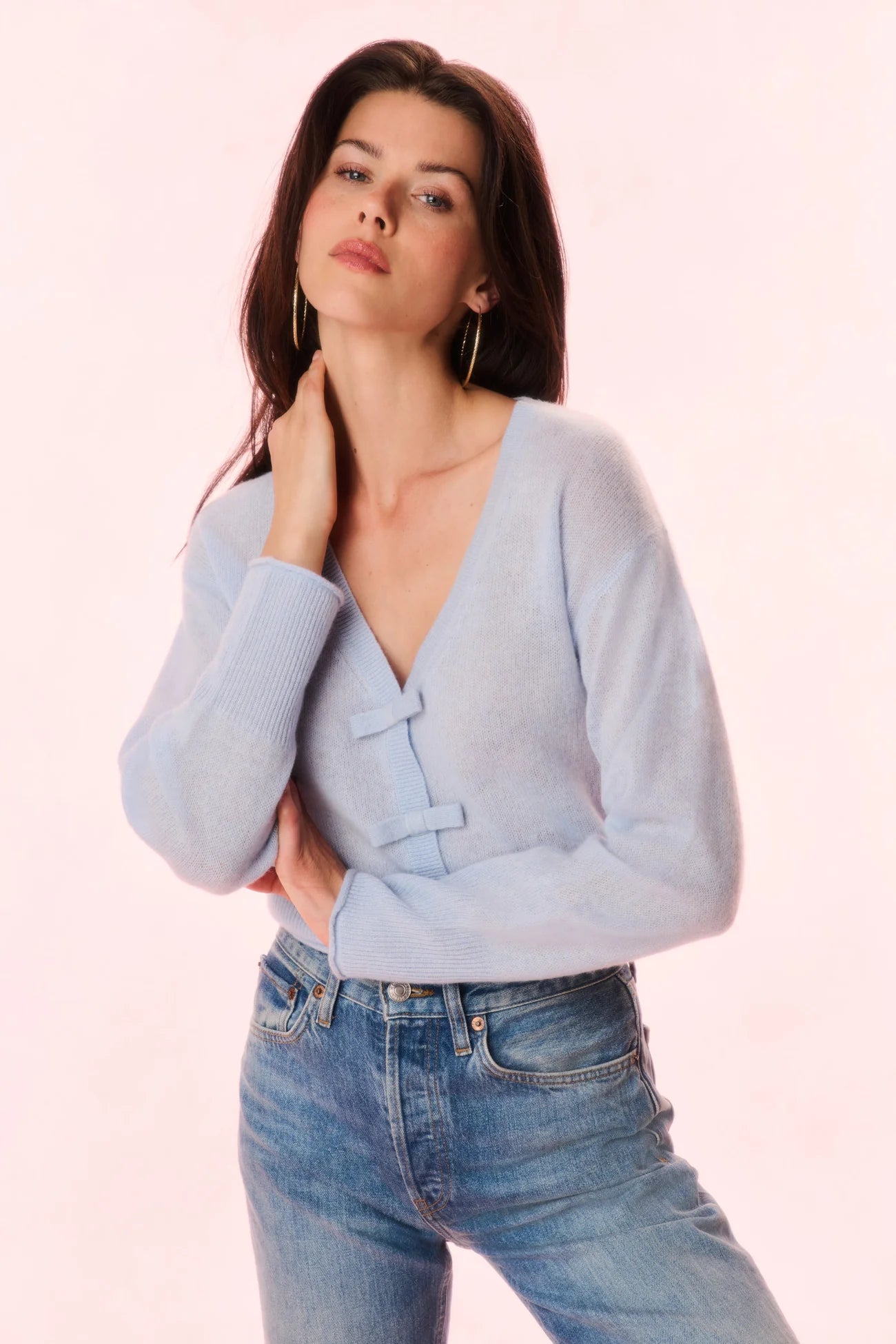 LoveShackFancy LoveShackFancy Luisella Lightweight Cashmere Cardigan Endless Waves