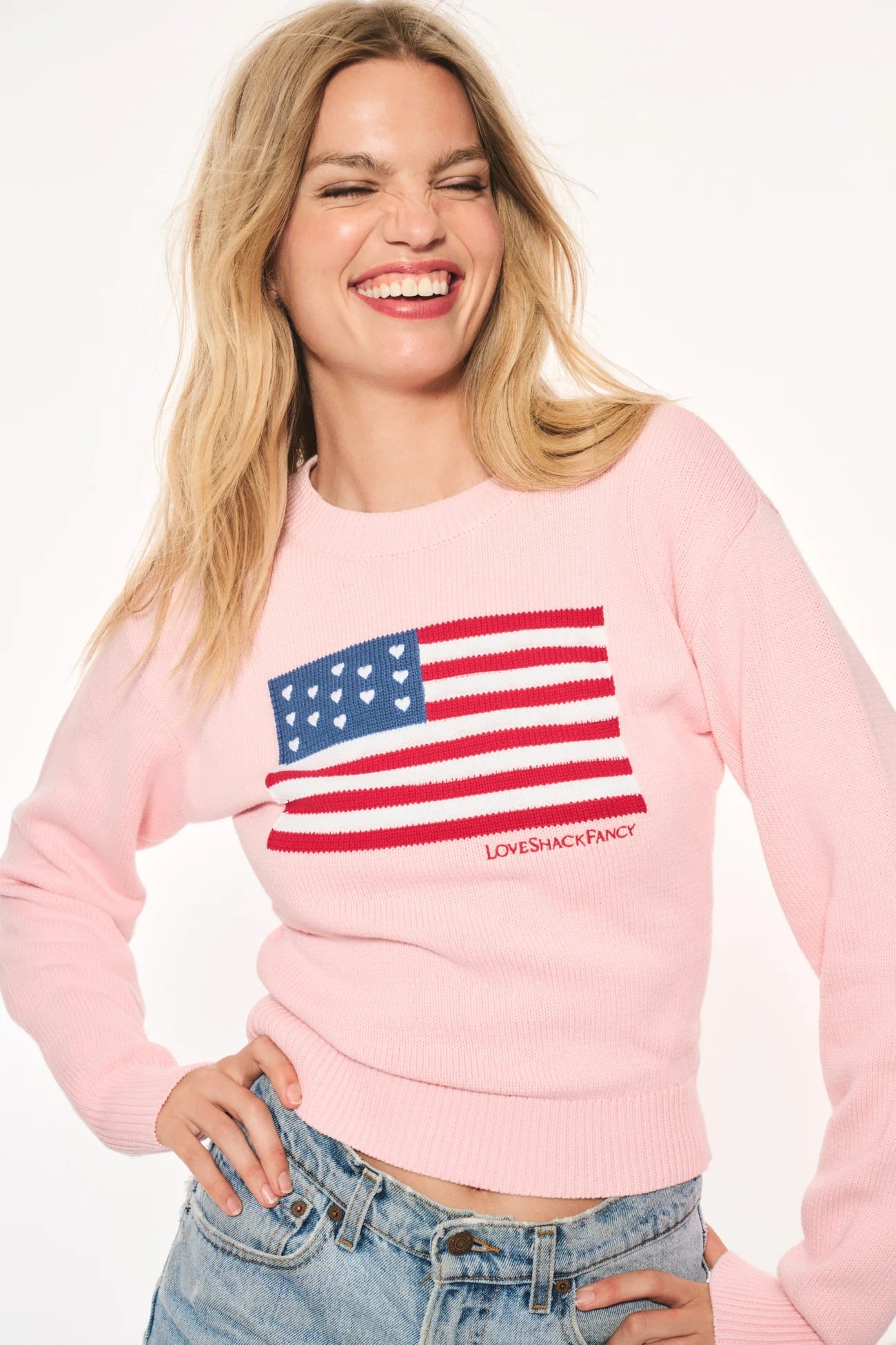 LoveShackFancy Ty Cotton Flag Pullover - Endless Waves