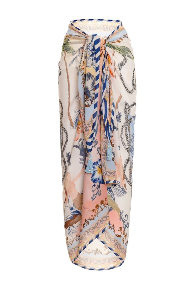 Agua Bendita Agua Bendita Marine Handmade Sarong Cover Up Endless Waves