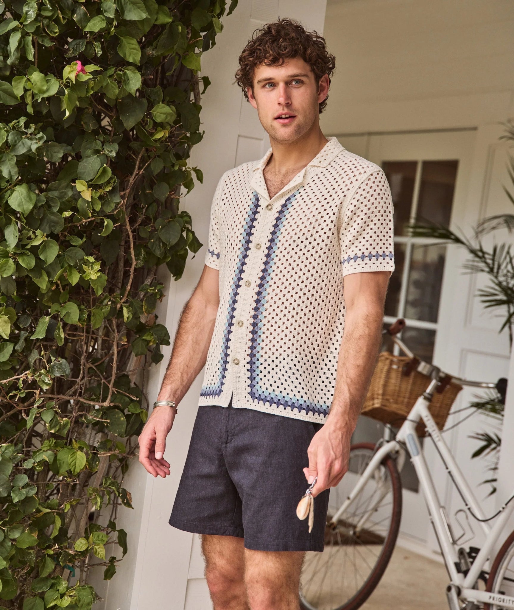 Marine Layer Ace Crochet Resort Shirt - Endless Waves