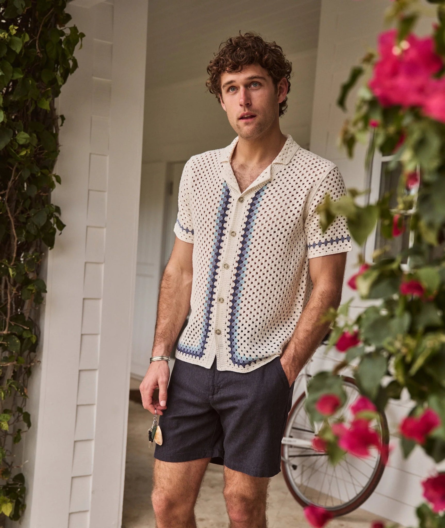 Marine Layer Ace Crochet Resort Shirt - Endless Waves