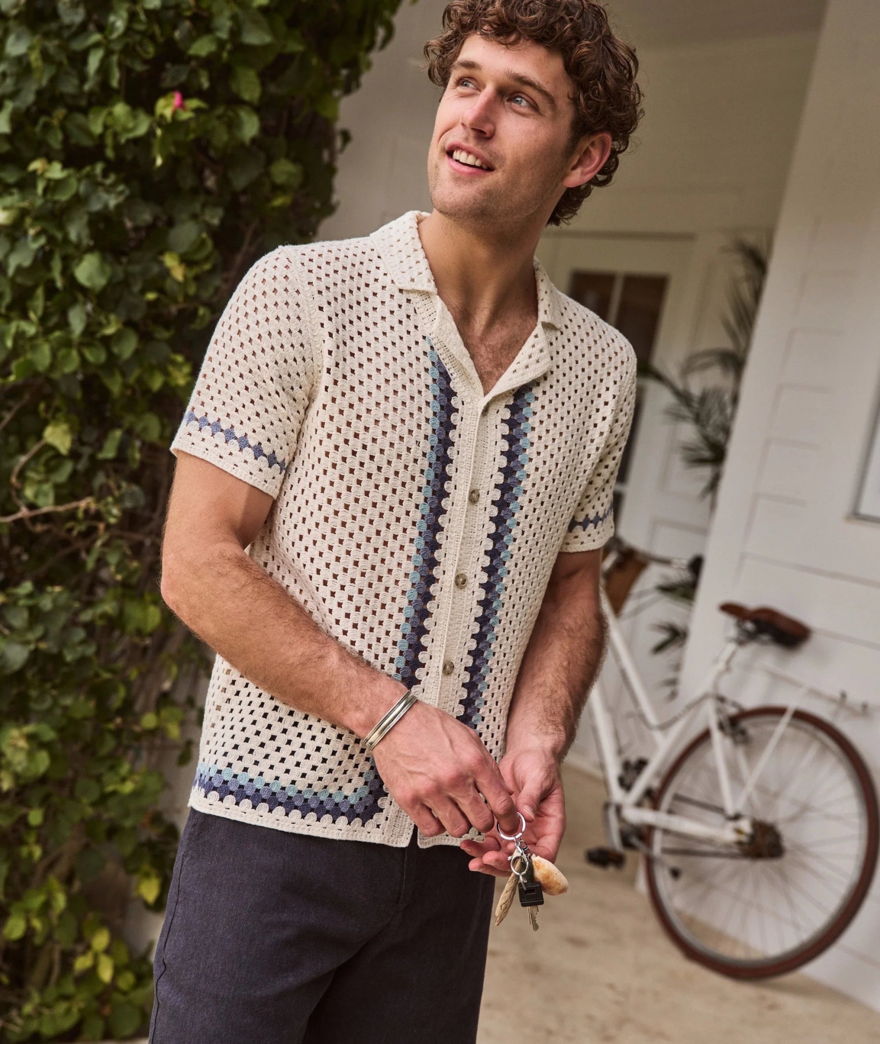 Marine Layer Ace Crochet Resort Shirt - Endless Waves