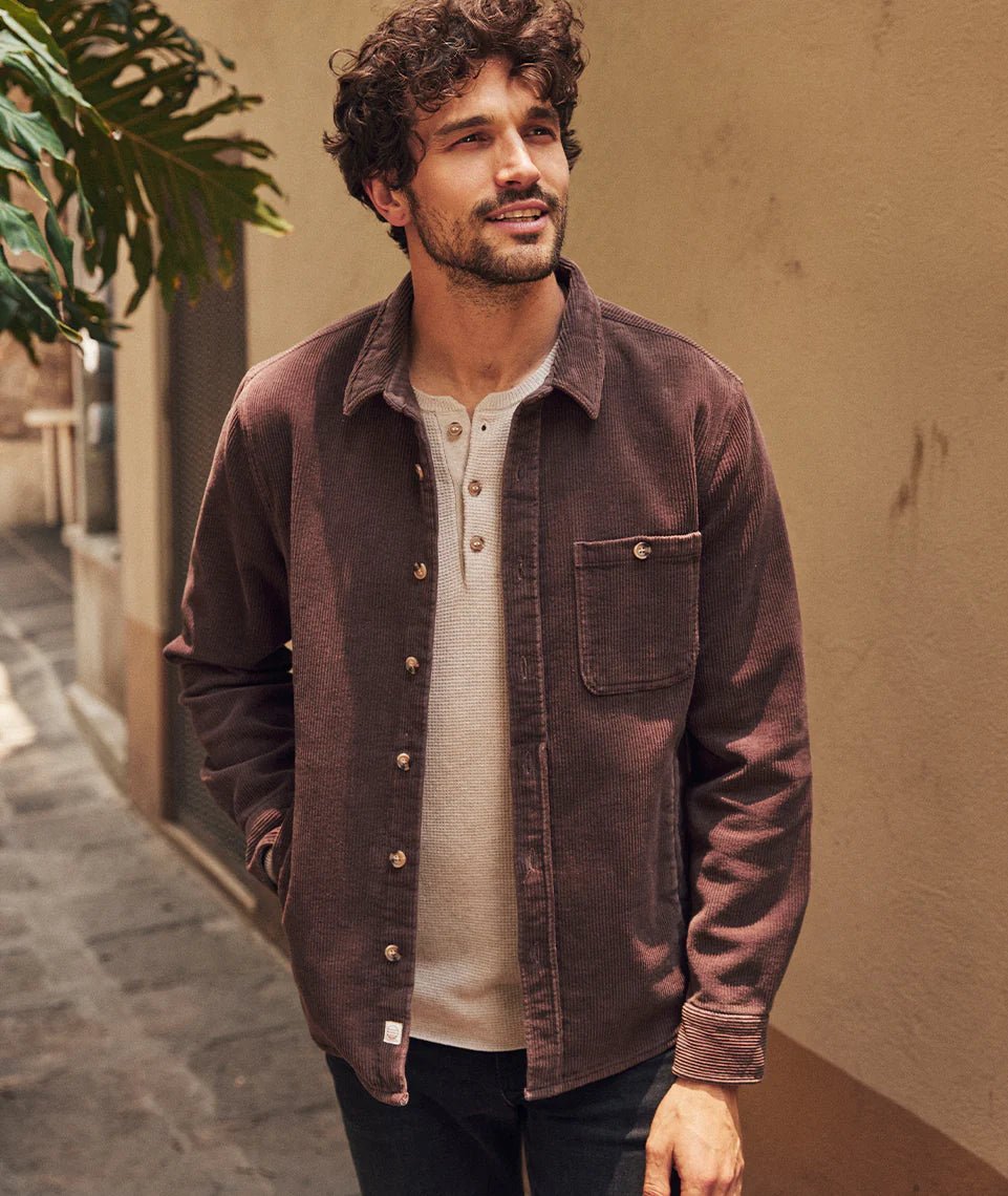 Marine Layer Men's Max Broken In Corduroy Overshirt Endless Waves