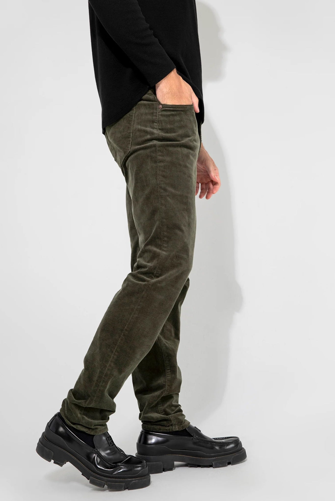 Monfrère Monfrere Brando Slim Fit Needle Cord Pants in Juniper Endless Waves