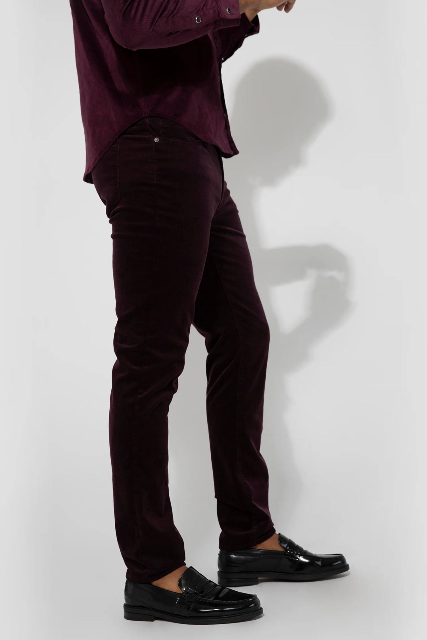Monfrère Monfrere Brando Slim Fit Needle Cord Pants in Plum Endless Waves