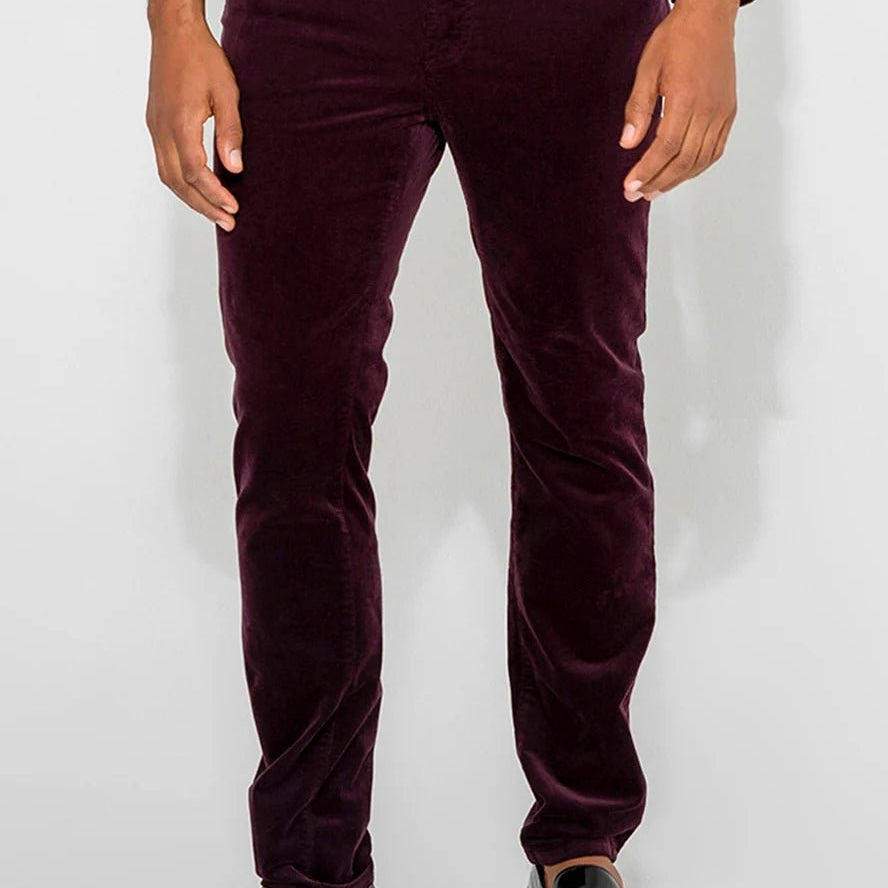 Monfrère Monfrere Brando Slim Fit Needle Cord Pants in Plum Endless Waves