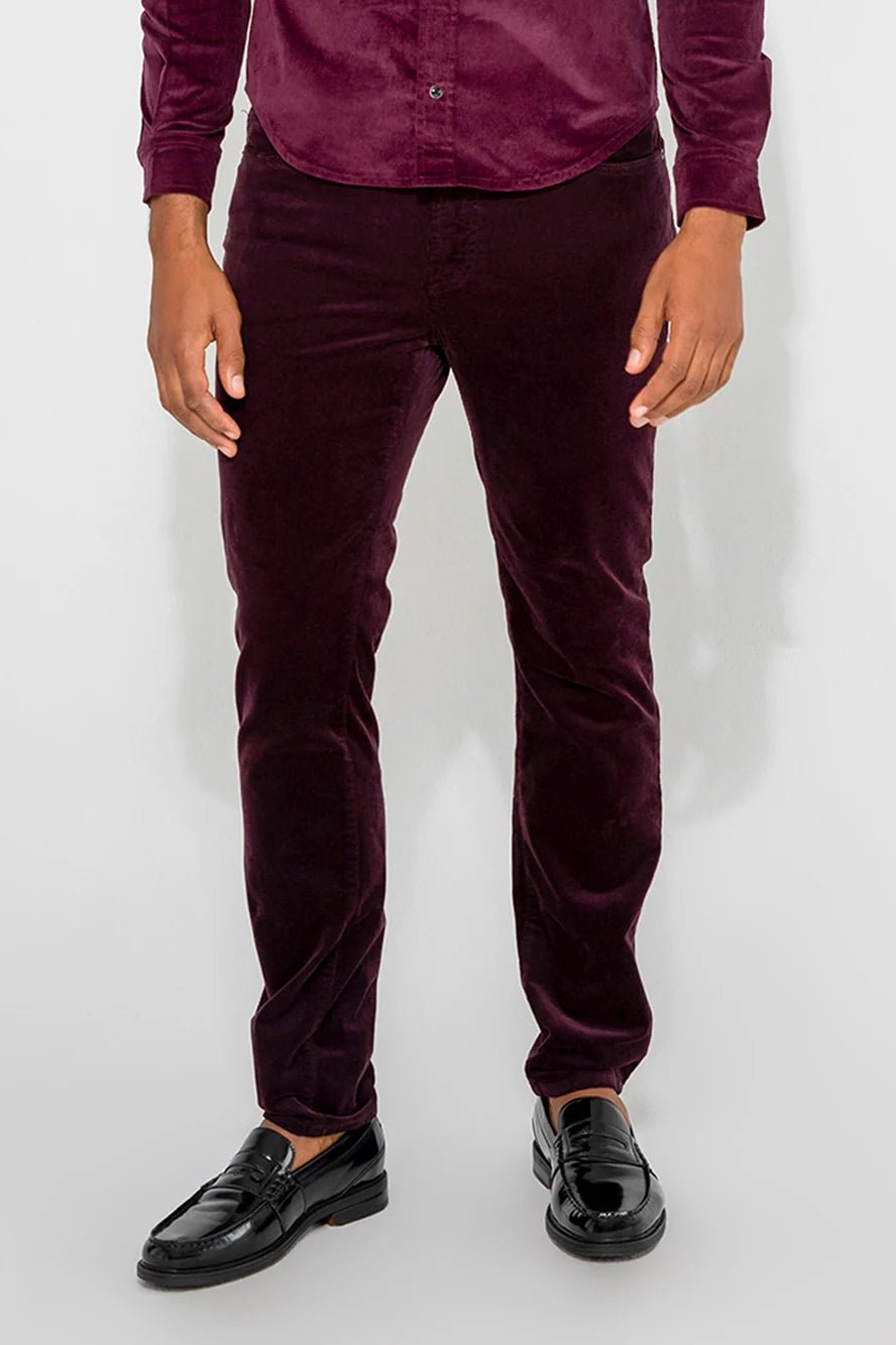 Monfrère Monfrere Brando Slim Fit Needle Cord Pants in Plum Endless Waves