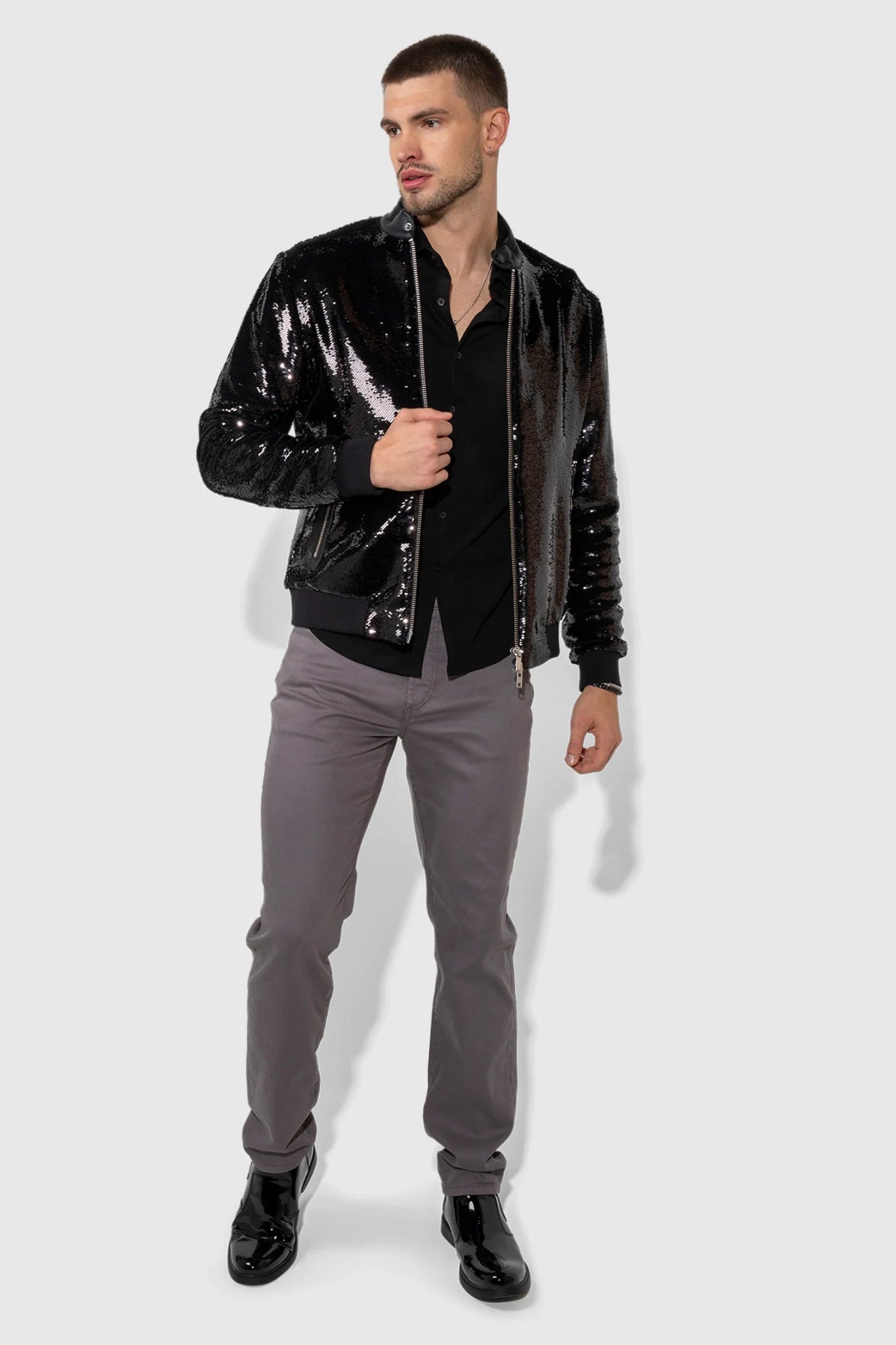 Monfrère Monfrère Ryder Sequin Noir Bomber Endless Waves