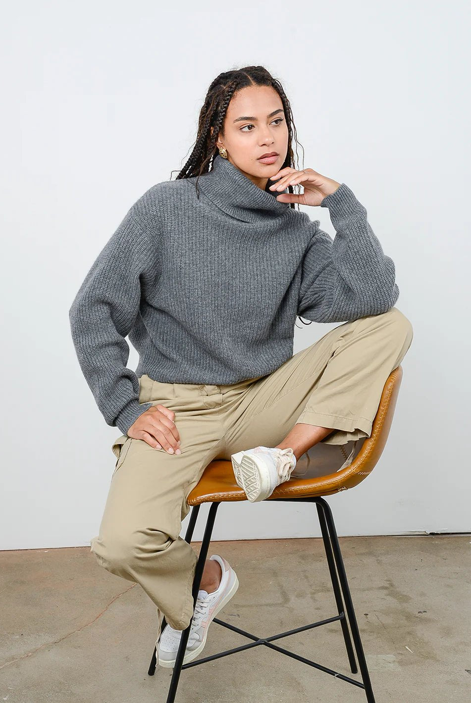 27 Miles Malibu 27 Miles Malibu Naia Cropped Cashmere Turtleneck Endless Waves