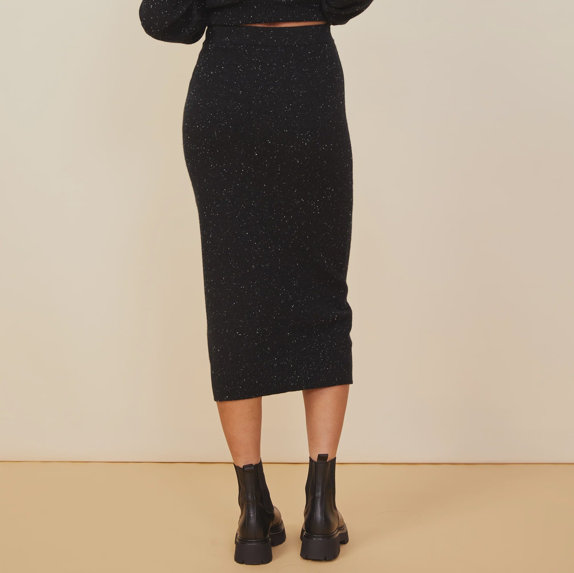 Monrow MONROW Neps Cashmere Pocket Midi Skirt Endless Waves