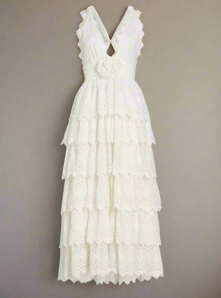 Nevis Eyelet Halter Maxi Dress - Endless Waves