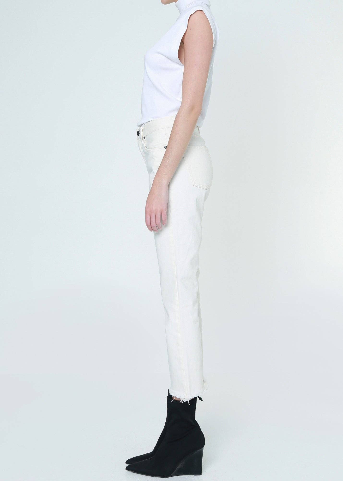 Noend Denim Farrah Mid Rise Cropped Kick Flare