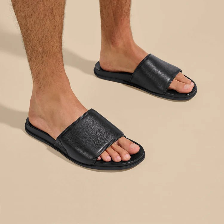 OluKai Men's Olali Leather Slide Sandals - Endless Waves