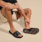 OluKai Men's Olali Leather Slide Sandals - Endless Waves