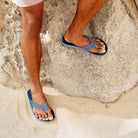 OluKai Men's Pili Waterproof Leather Flip Flops - Endless Waves