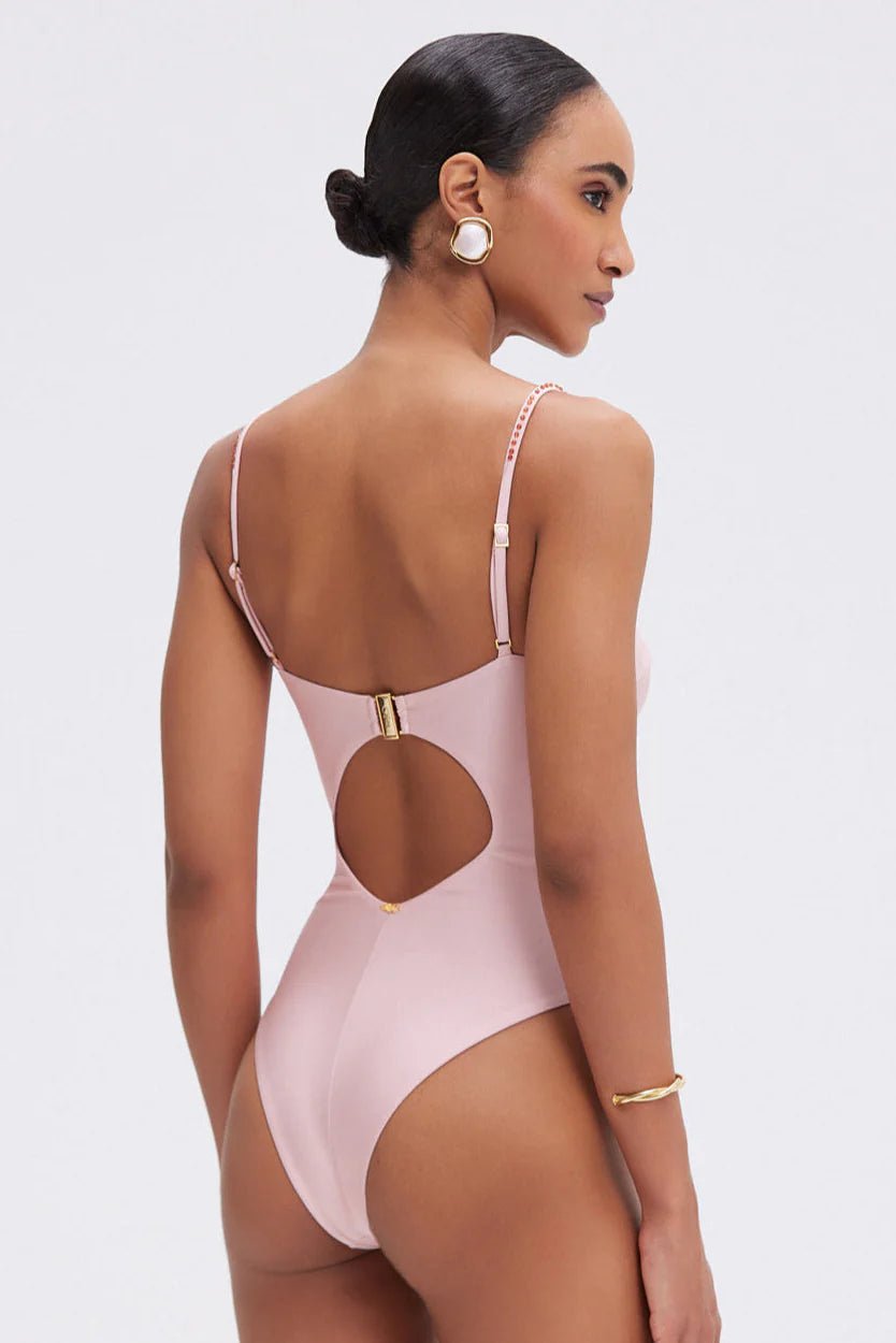 PatBO Lagoa Lycra Beaded One-Piece Swimsuit - Endless Waves