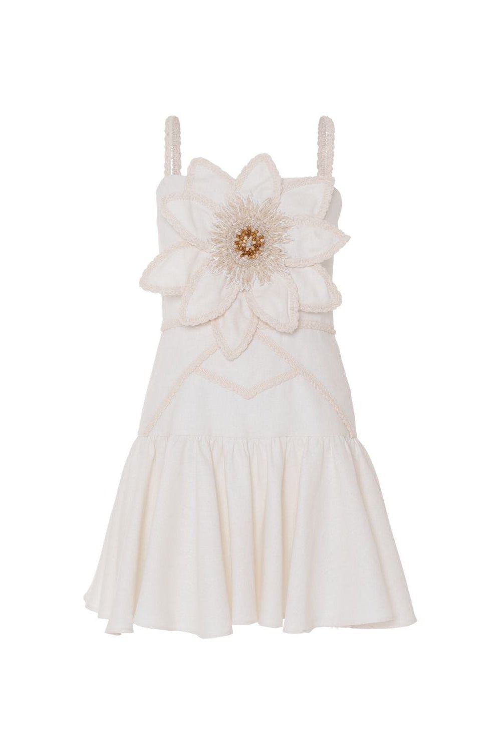 PatBO Tropic Linen Flower Mini Dress - Endless Waves