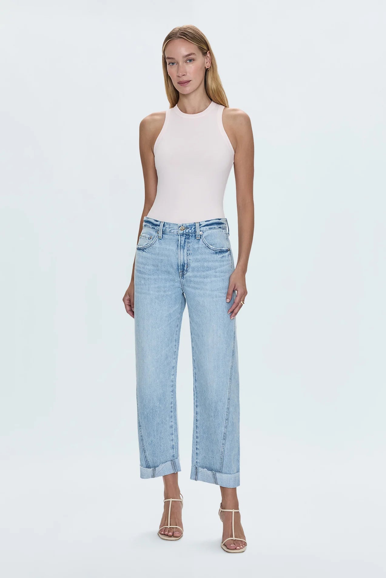 Pistola Kacey Mid Rise Cuffed Straight Jean - Endless Waves