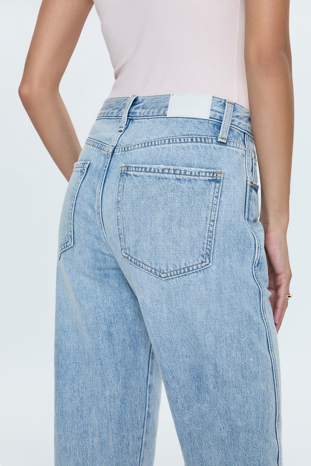 Pistola Kacey Mid Rise Cuffed Straight Jean - Endless Waves