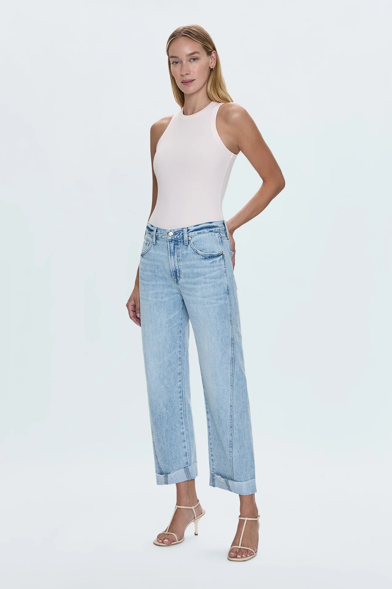 Pistola Kacey Mid Rise Cuffed Straight Jean - Endless Waves