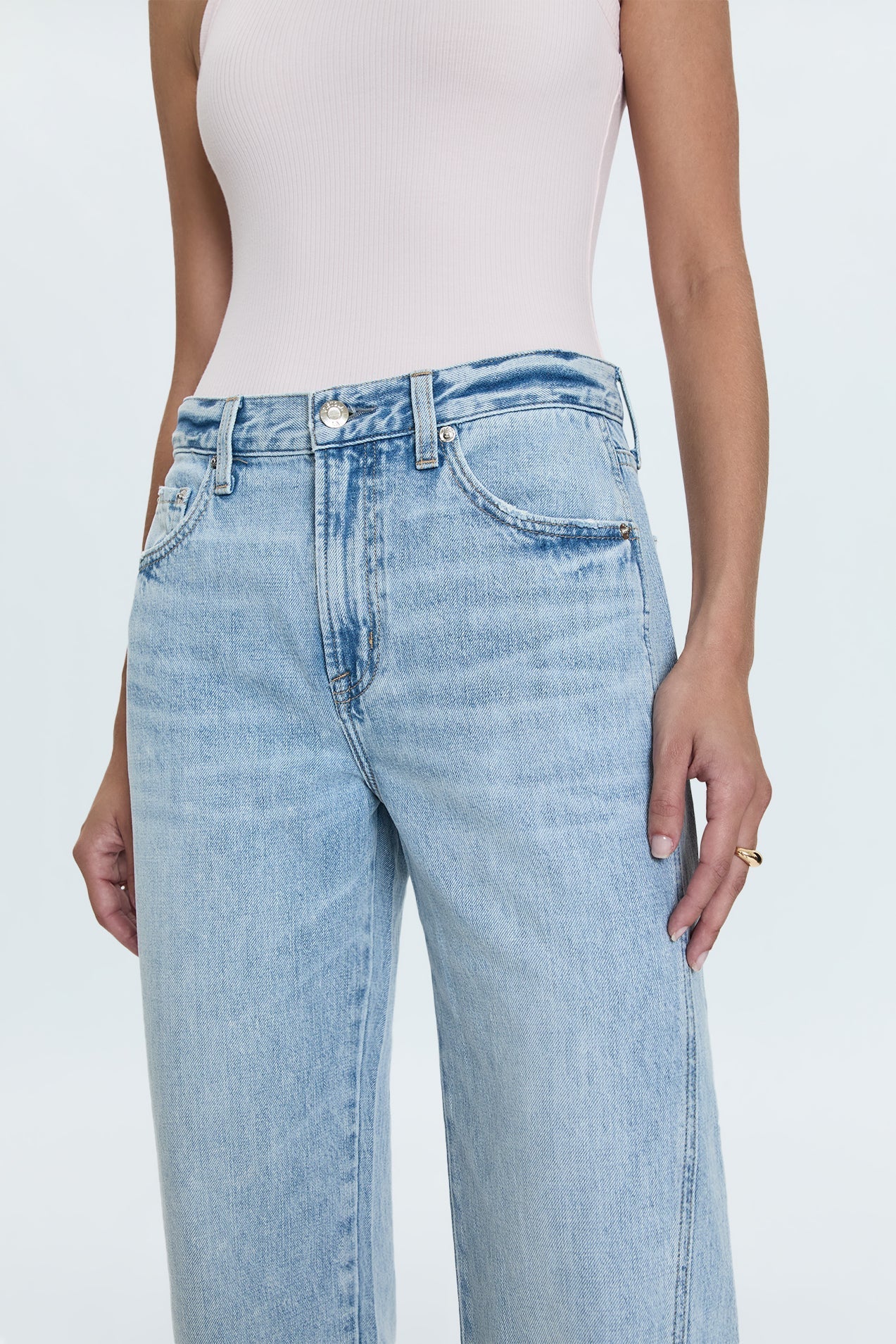 Pistola Kacey Mid Rise Cuffed Straight Jean - Endless Waves