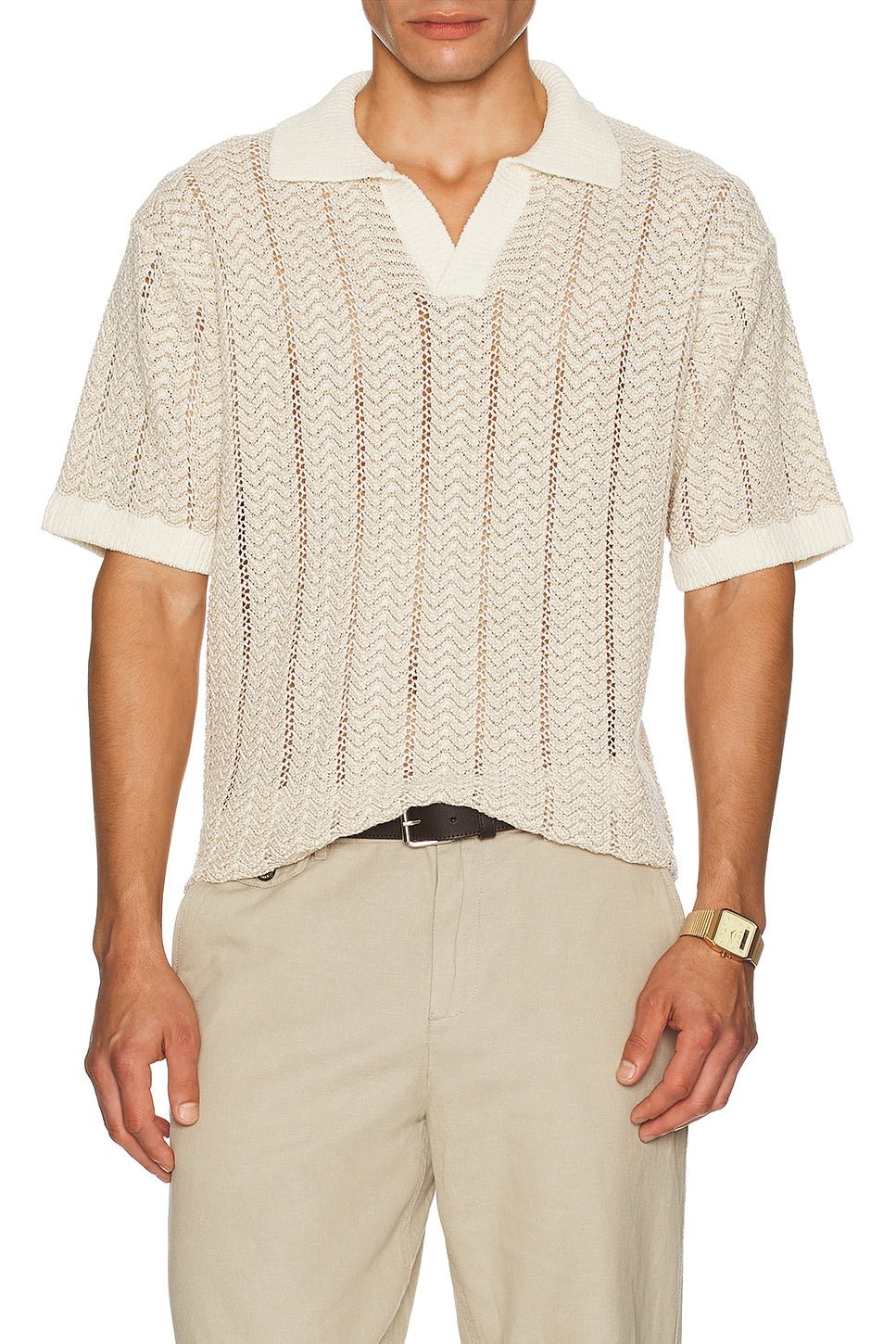 Scotch & Soda Open Structured Knitted V - neck Shirt - Endless Waves