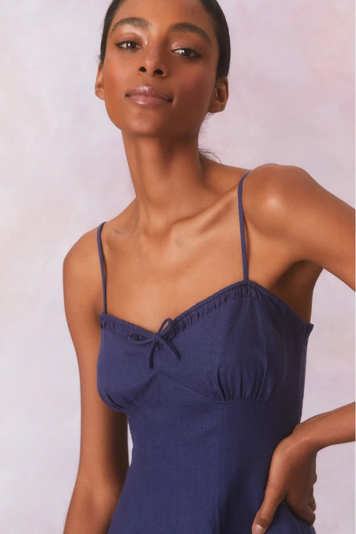 LoveShackFancy LoveShackFancy Shai Linen Mini Dress Endless Waves